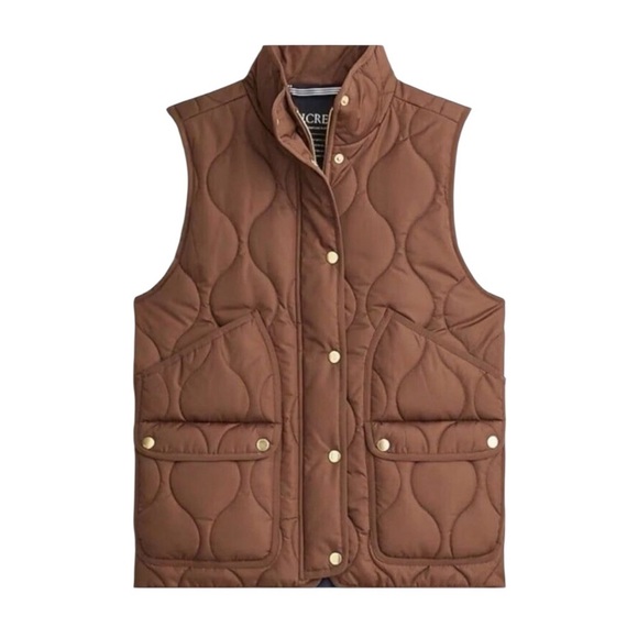 J. Crew Women's Quilted Excursion Puffer Vest in Dark Nutmeg Size S - Picture 3 of 14